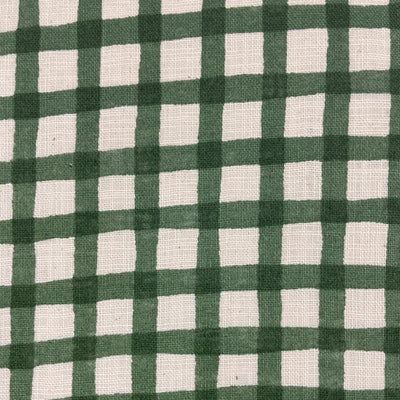 Green Check Linen Like Slub