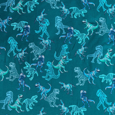Digital Dinosaur Green Sweatshirt Jersey Fabric