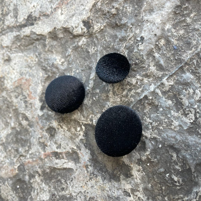 Black Foux Velvet Fabric Covered Shanked Buttons