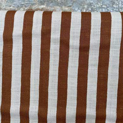 Brown Striped Linen Like Slub 