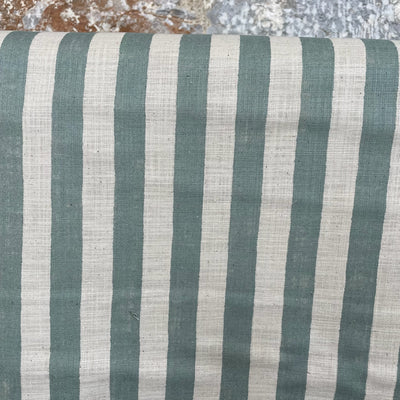 Mint Blue Striped Linen Like Slub