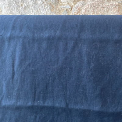 Navy Washed Linen Mix Fabric 