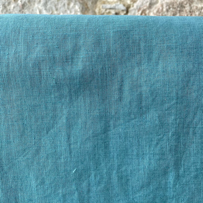 Light Petrol Washed Linen Mix Fabric