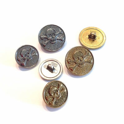 Skull-and-cross-bone-embossed-button