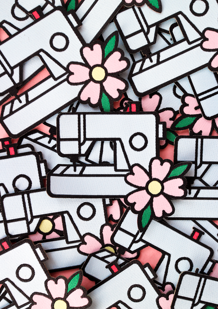 Sewing Machine woven iron on patch by Crafty Pinup – Make Fabric Boutique