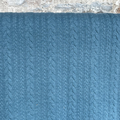 Heathered Teal Cable Jacquard Sweatshirt Fabric